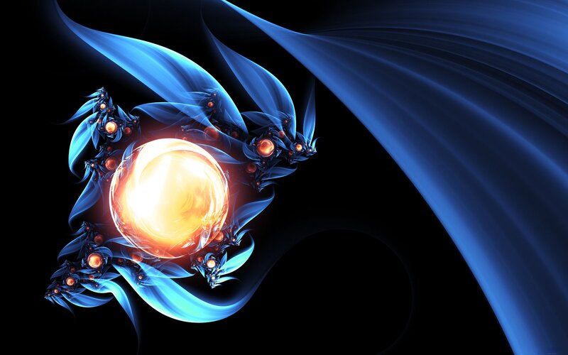 Glowing Orb with Blue Tendrils