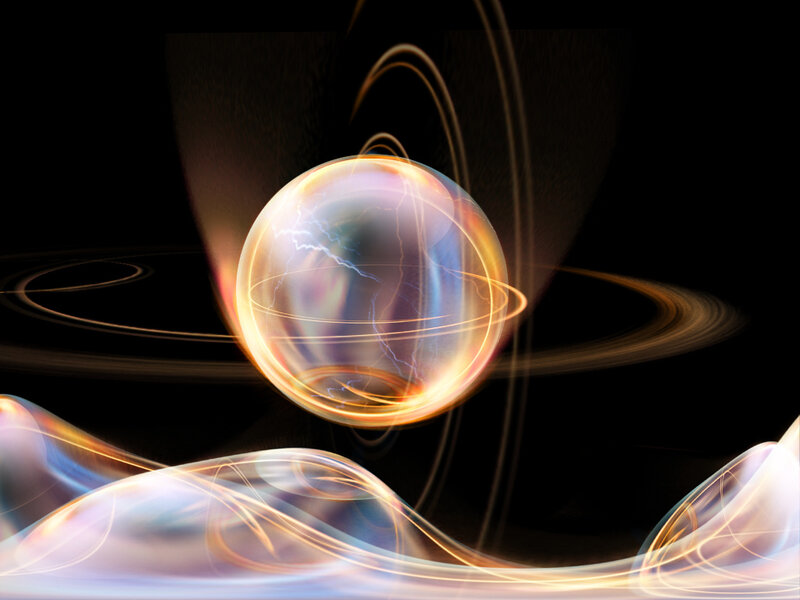 Glowing Orb with Energy Rings — Black
