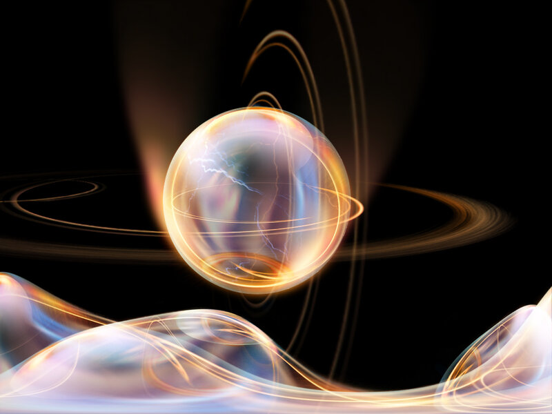 Glowing Orb with Energy Rings