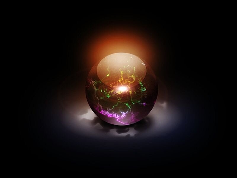 Glowing Orb with Lightning — Black, Dramatic