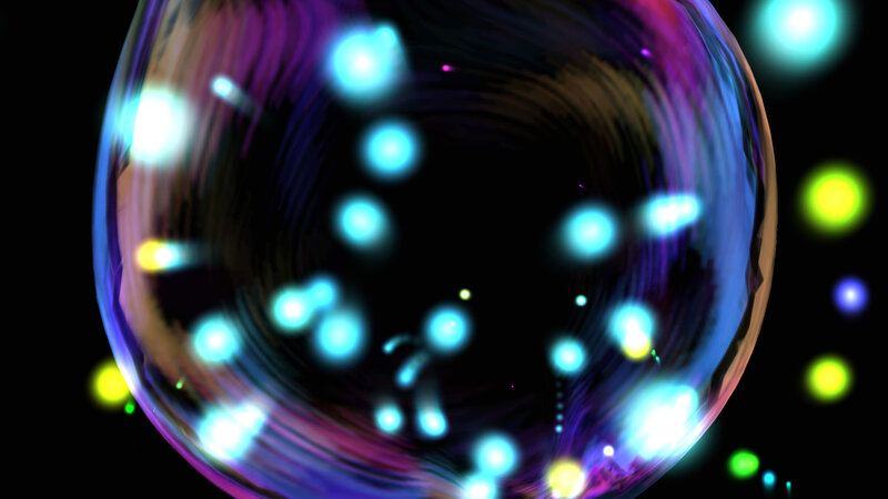 glowing orbs in a bubble