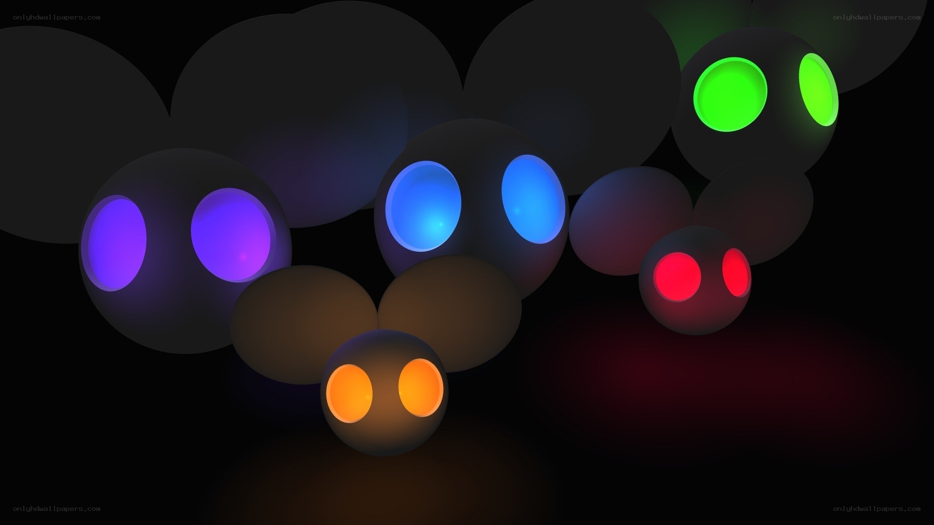 glowing orbs in darkness