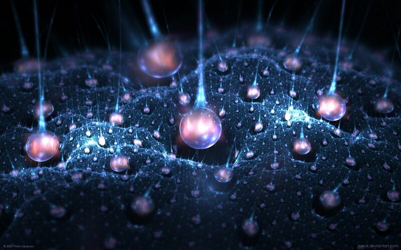 Glowing Orbs on Mesh — Blue, Dramatic