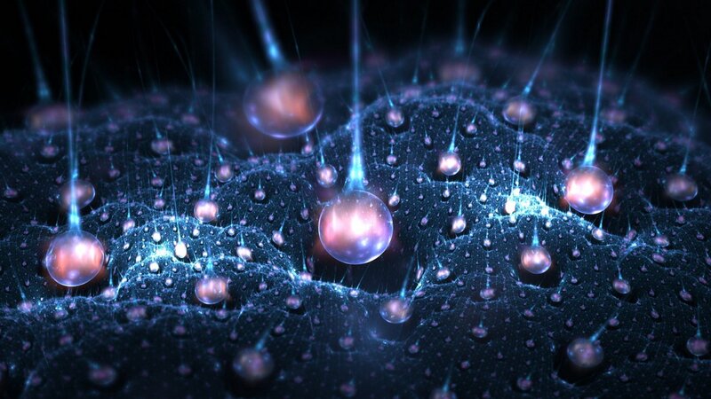 Glowing Orbs on Surface — Blue, Mysterious