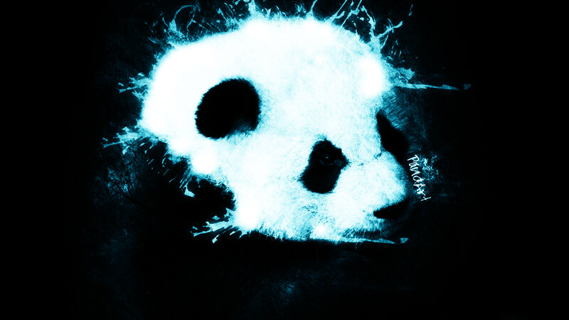 glowing panda skull art
