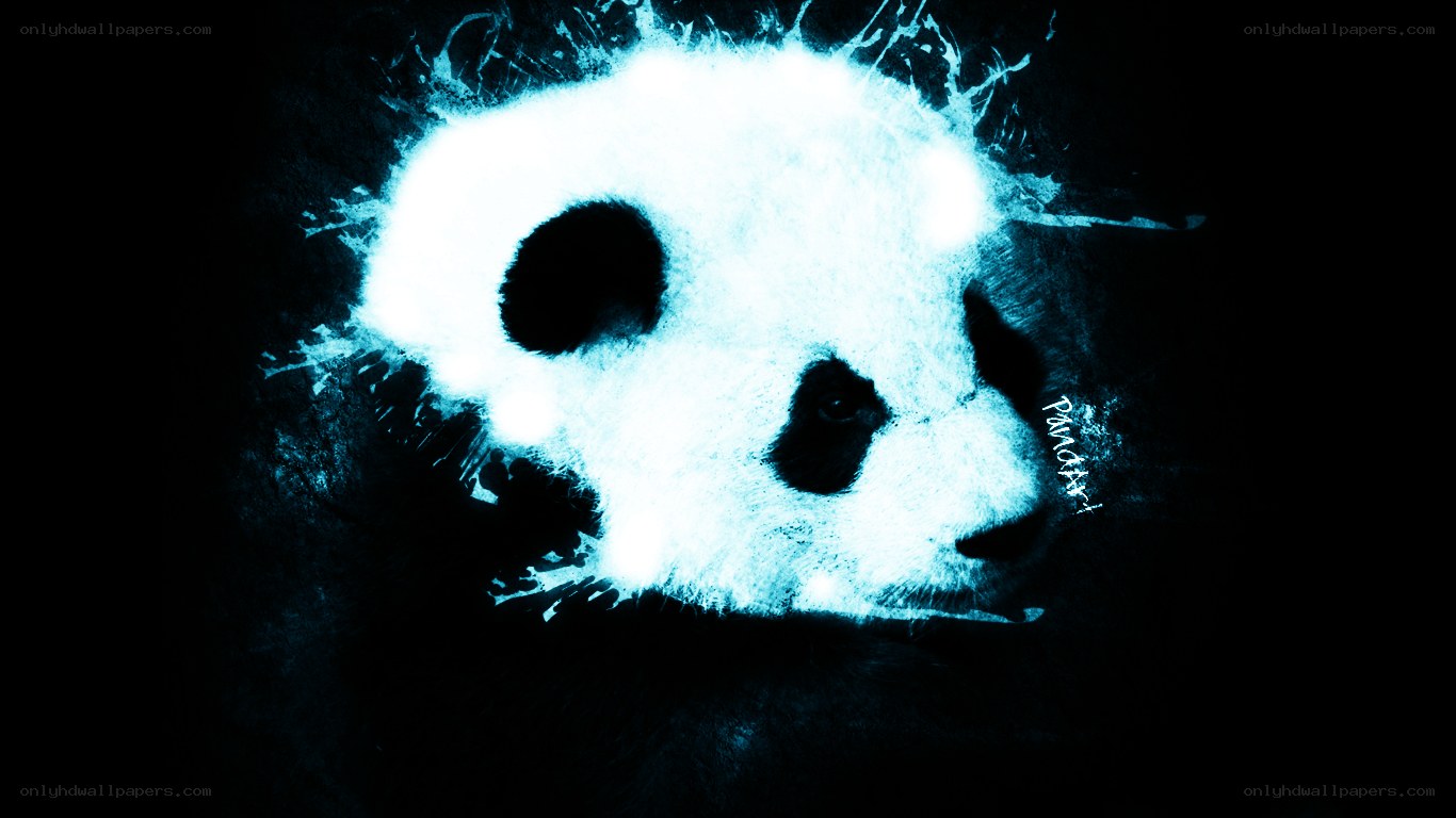 glowing panda skull art