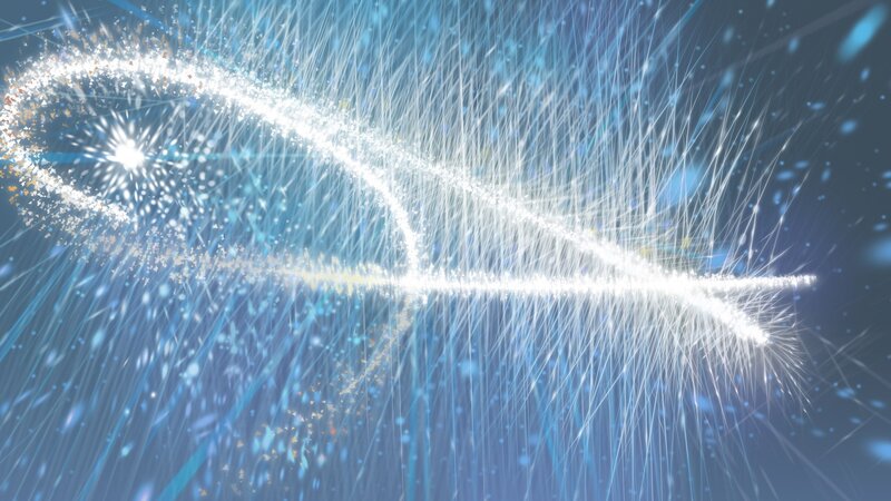 glowing particle trail in space