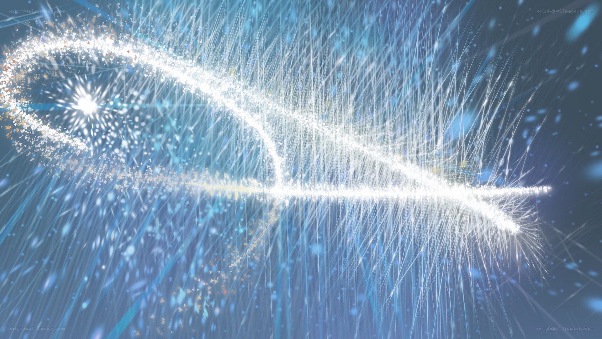 glowing particle trail in space