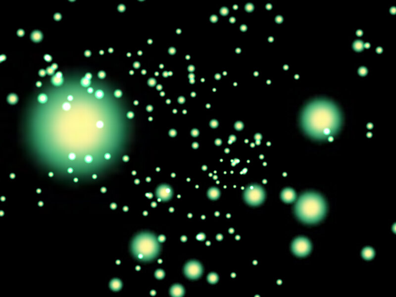 glowing particles in space