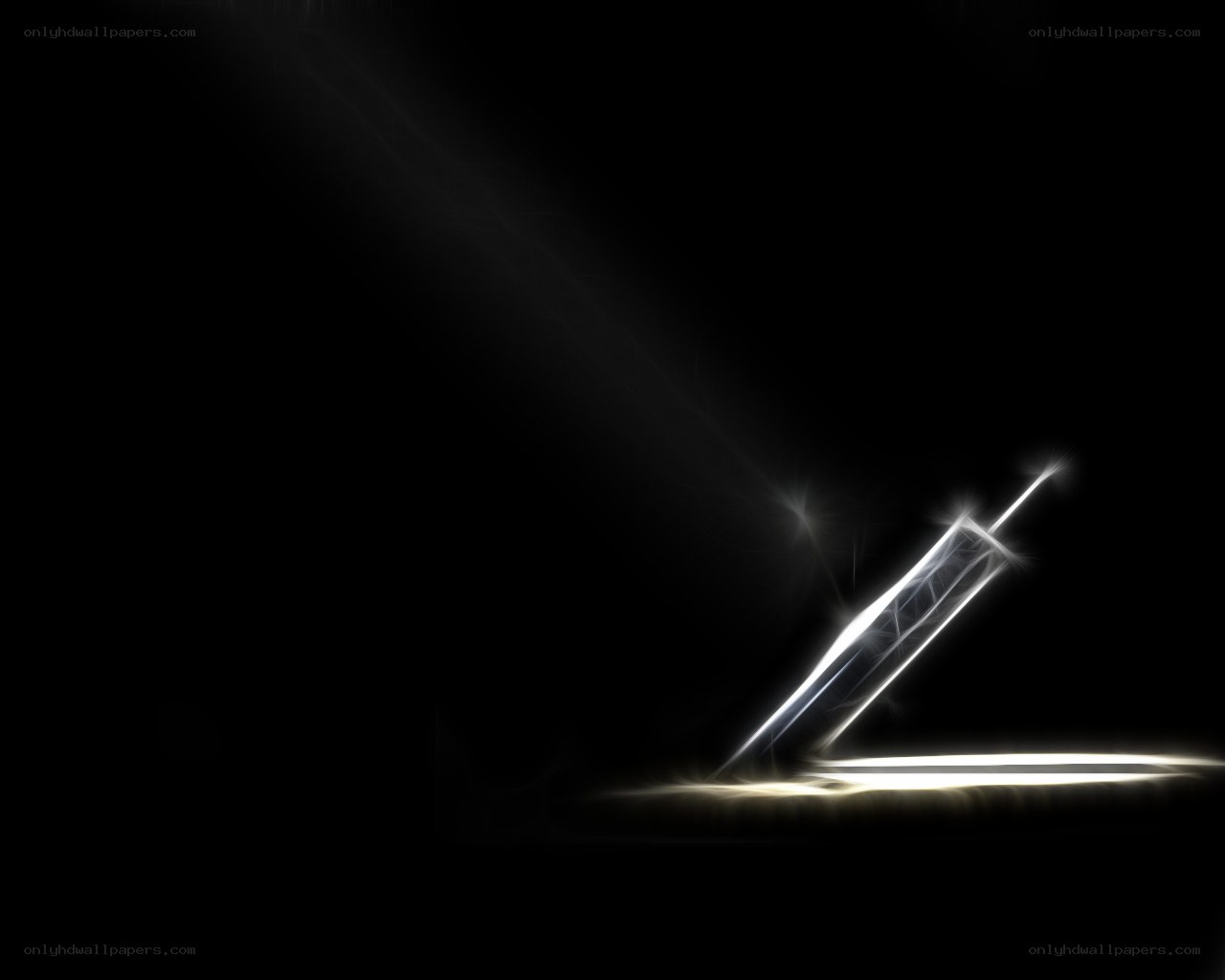 glowing pen on dark background