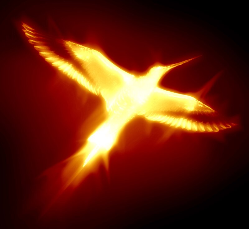 glowing phoenix in flight