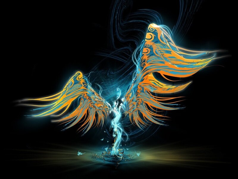 Glowing Phoenix Wings — Blue, Dramatic