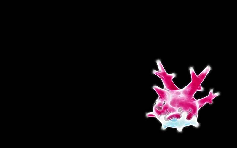 glowing pink creature on black
