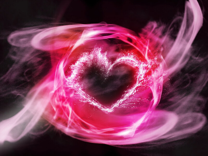 Glowing Pink Heart — Dramatic, Digital Art