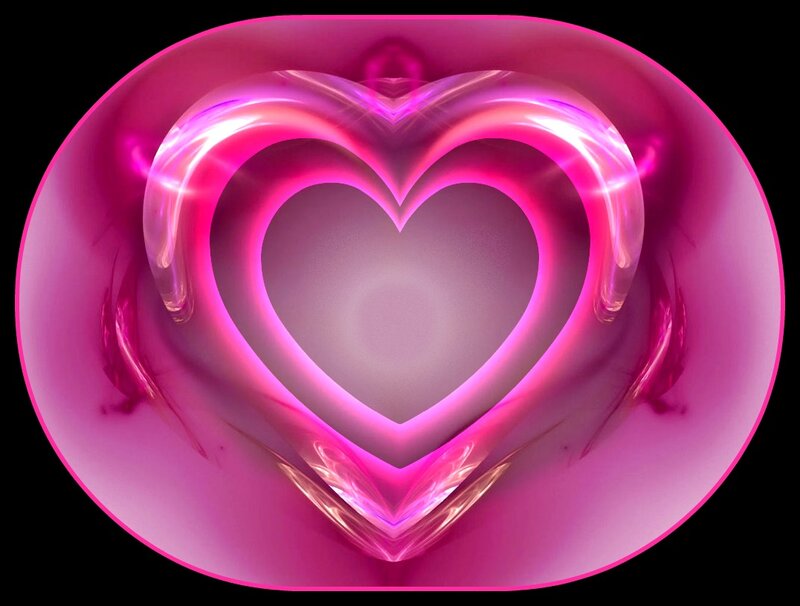Glowing Pink Heart — Ethereal, Digital Art