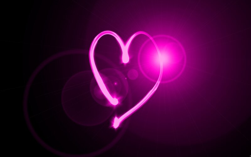glowing pink heart light