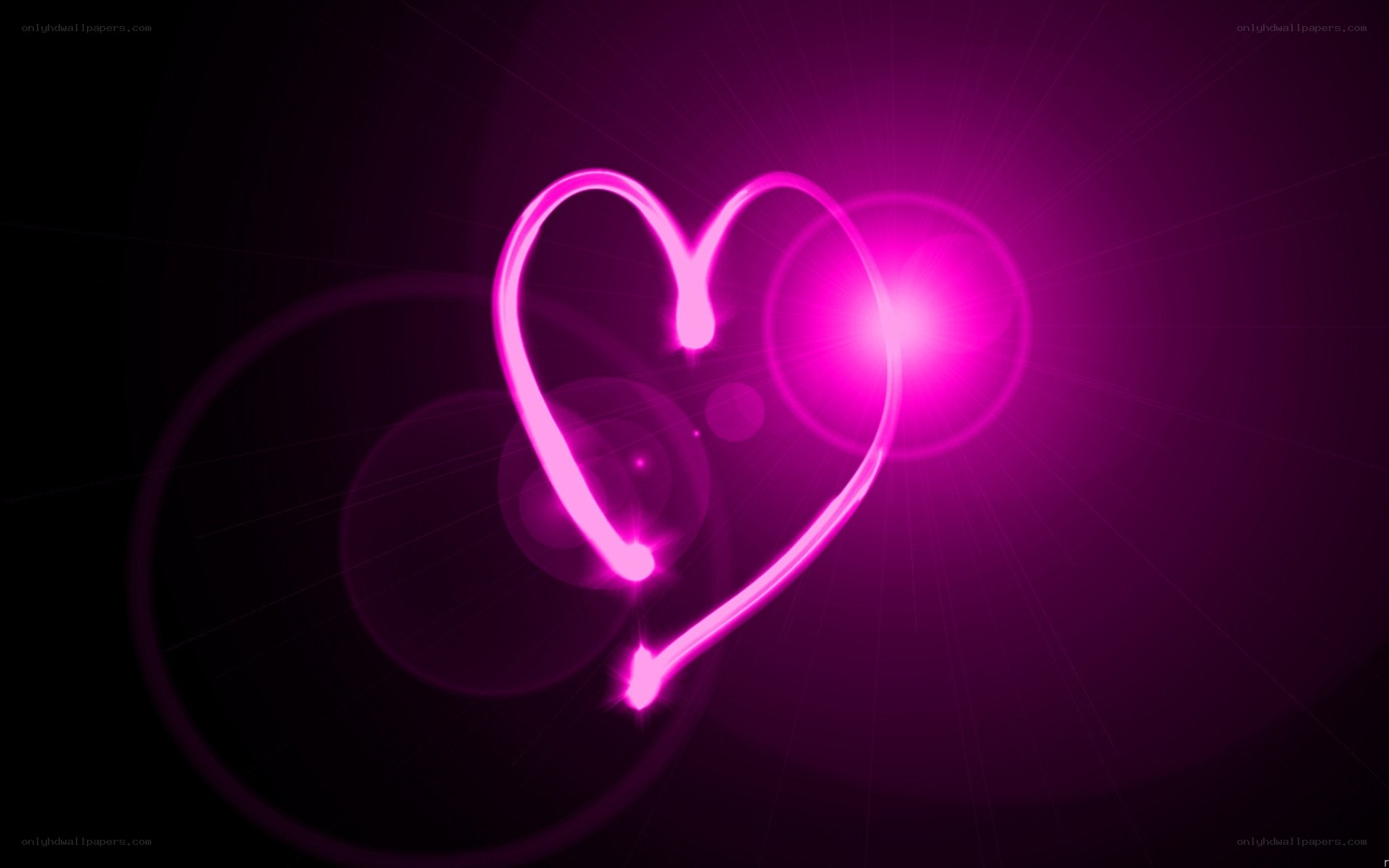 glowing pink heart light
