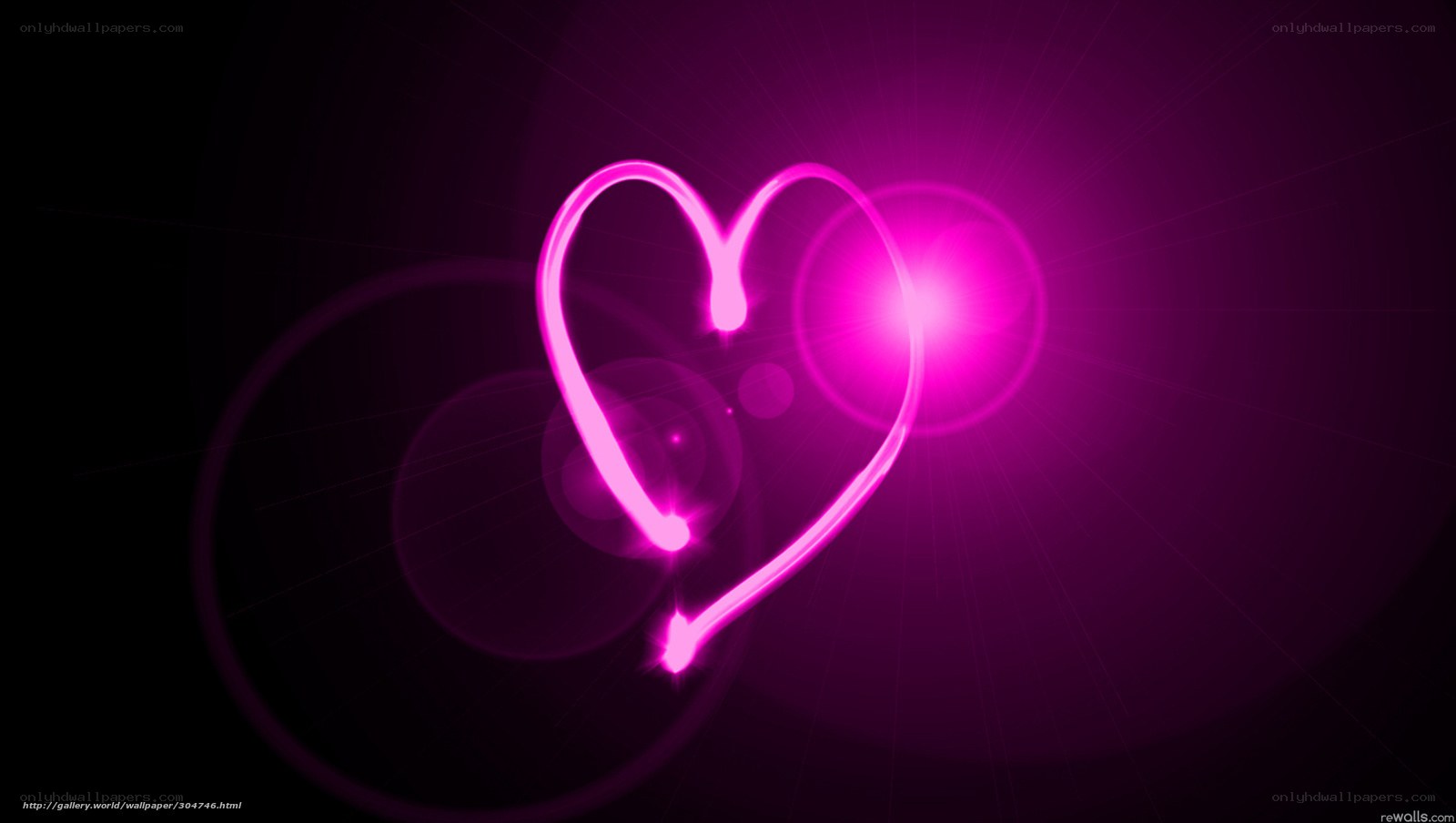 glowing pink heart light