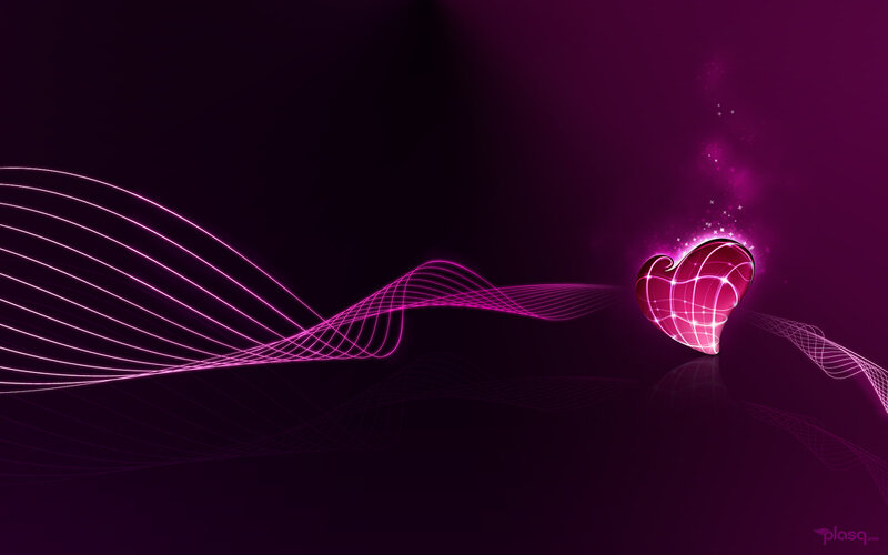 Glowing Pink Heart — Purple, Abstract