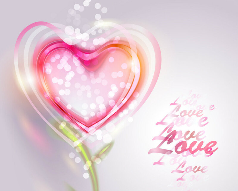 Glowing Pink Heart — Romantic, Digital Art, Bokeh
