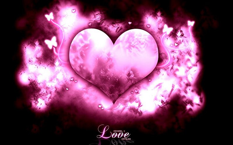 Glowing Pink Heart — Romantic, Night