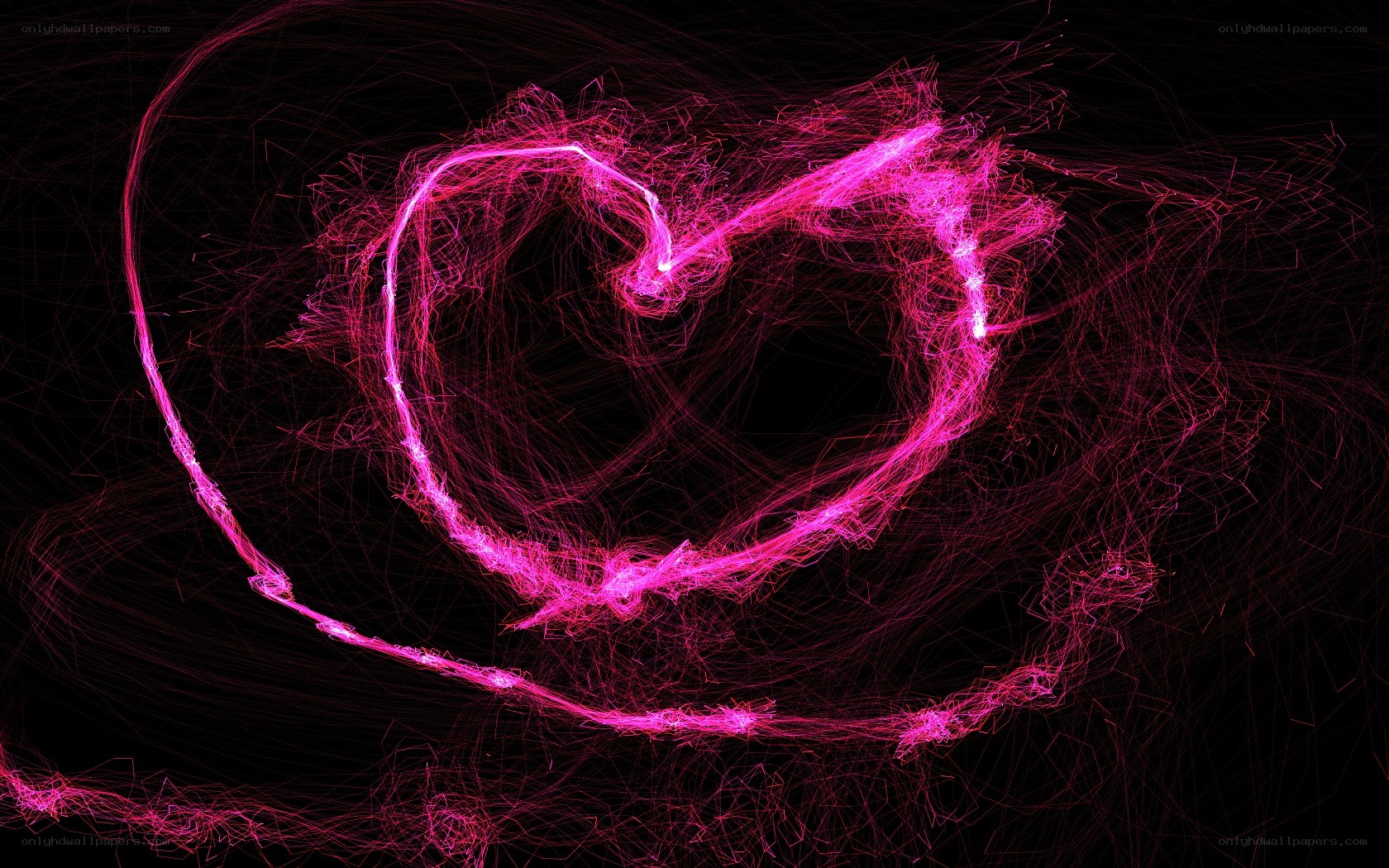 glowing pink heart shape