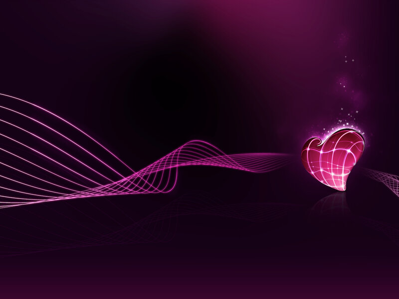 glowing pink heart with light waves