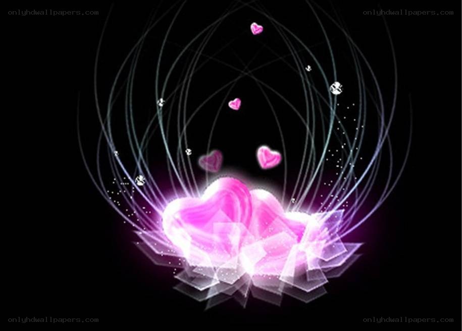 glowing pink hearts animation