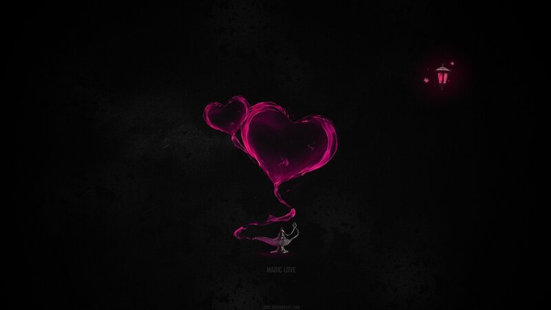 Glowing Pink Hearts — Black, Mysterious