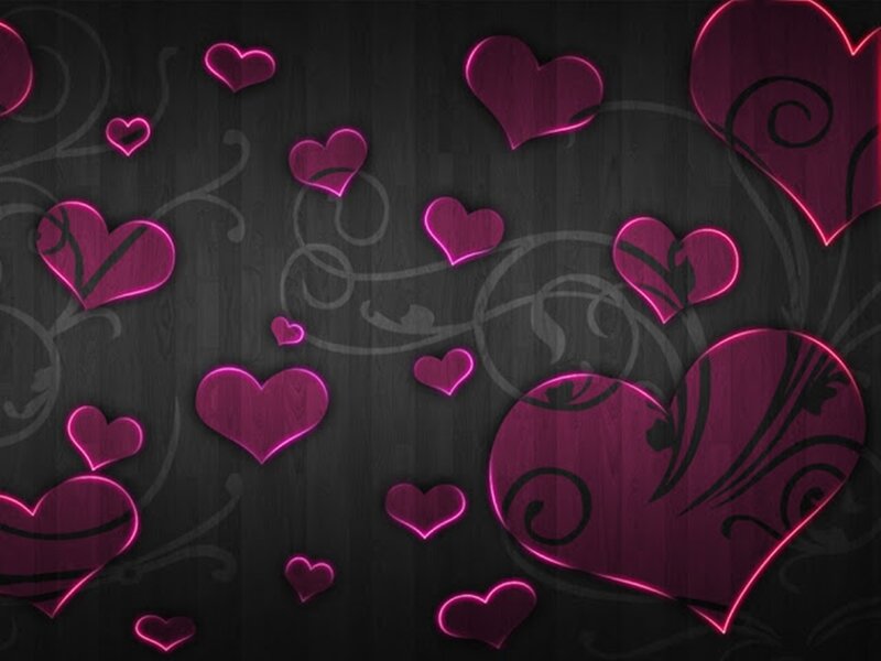 Glowing Pink Hearts — Black, Romantic