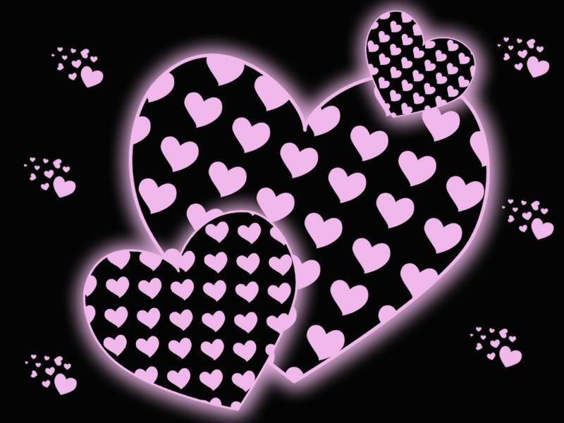 Glowing Pink Hearts — Black