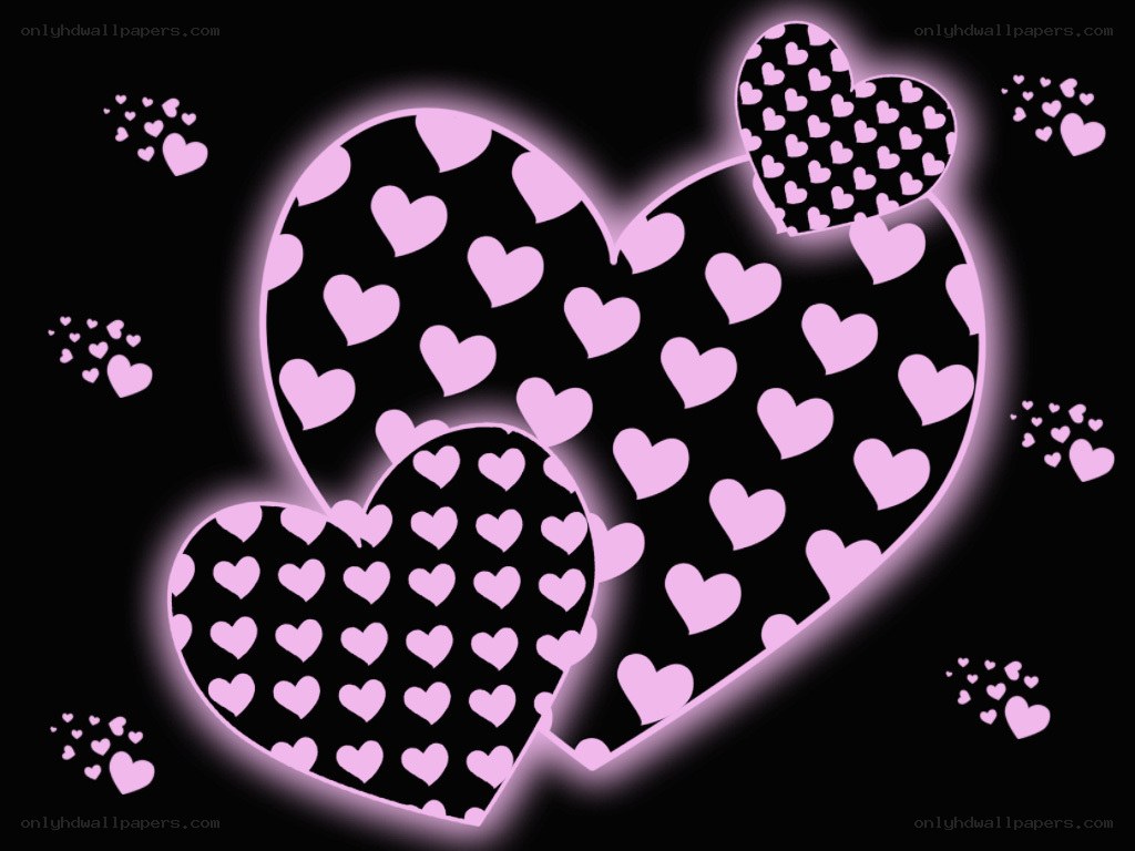 glowing pink hearts pattern