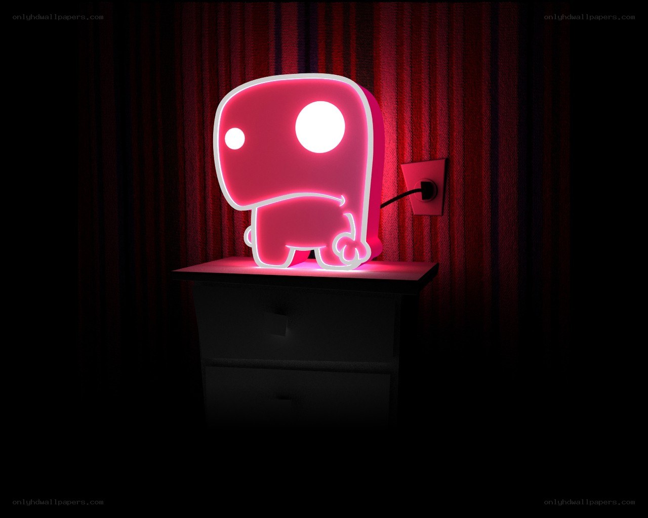 glowing pink neon figure