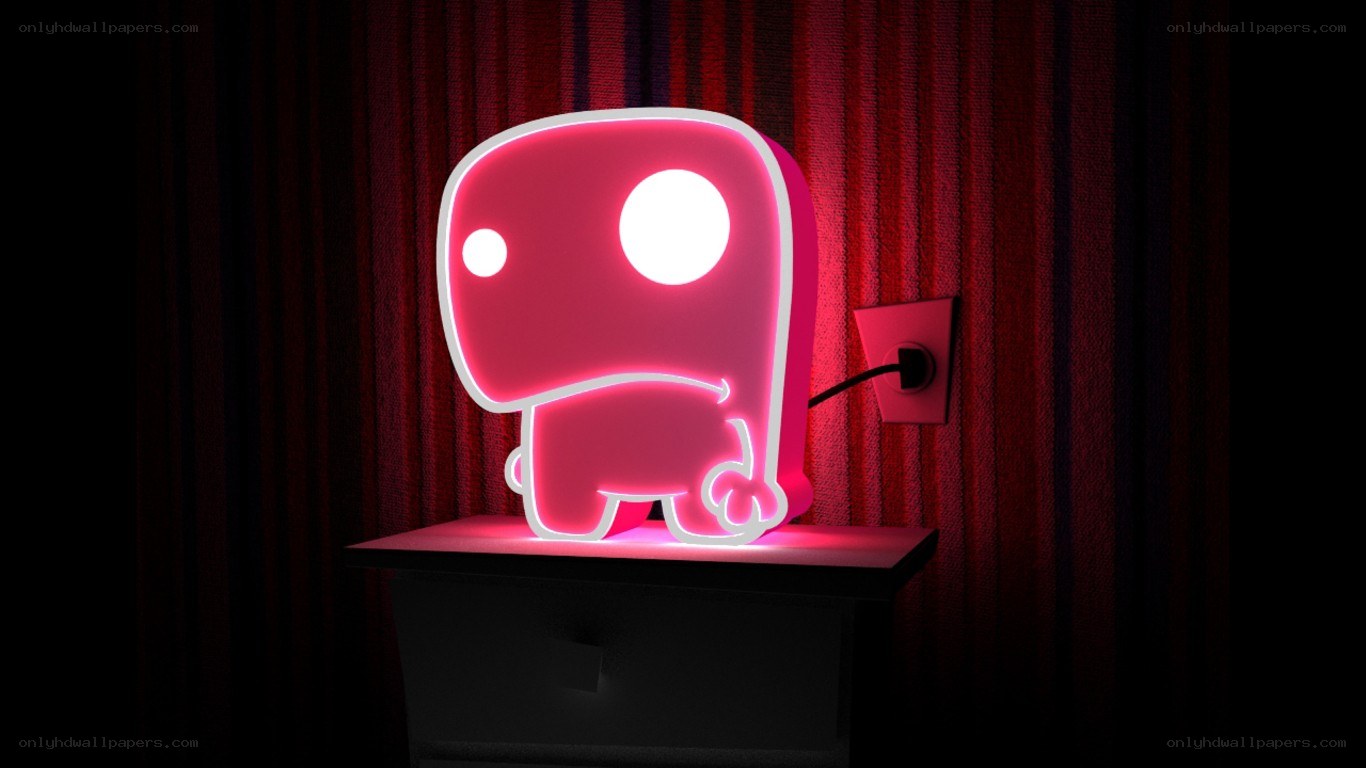 glowing pink neon figure