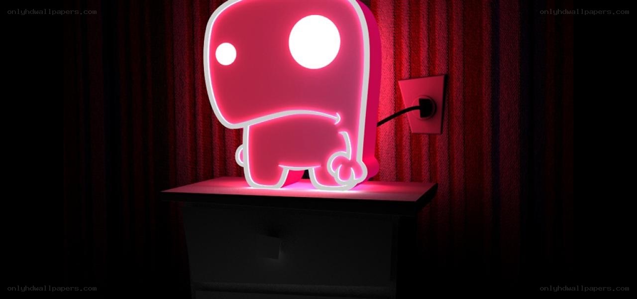 glowing pink neon figure