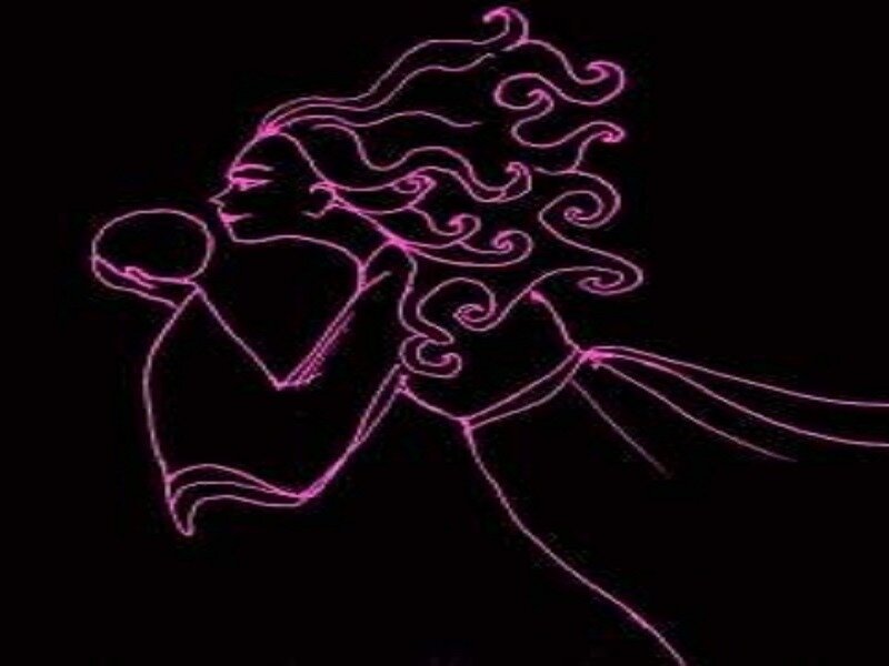 glowing pink neon figure
