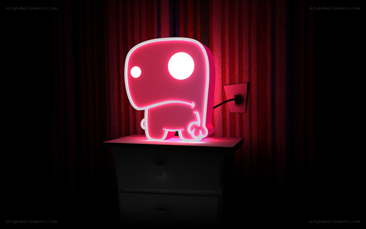 glowing pink neon figure
