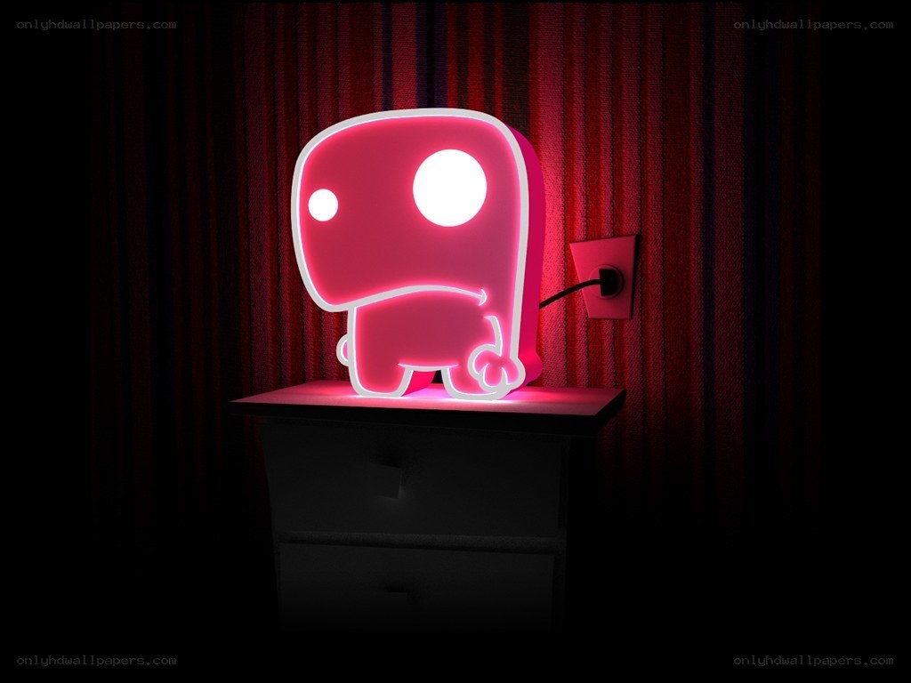 glowing pink neon lamp