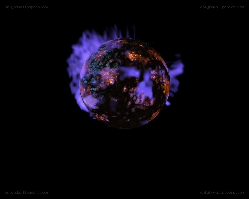 glowing planet with purple aura