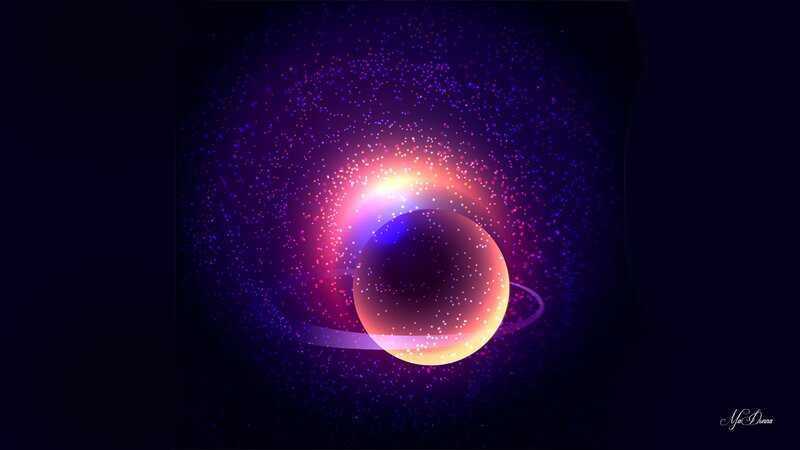 Glowing Planet with Rings