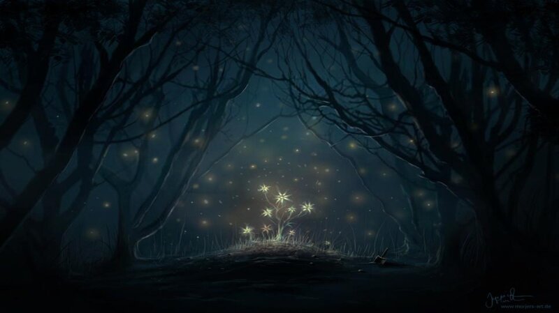 Glowing Plant in Forest