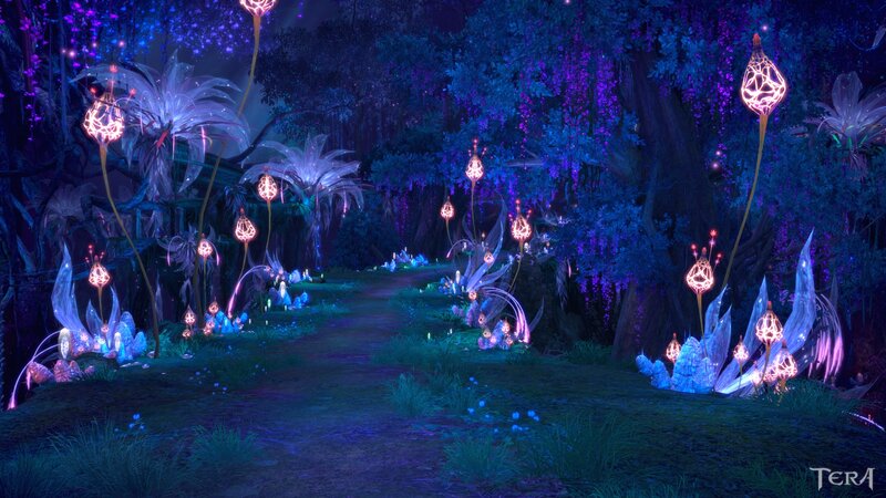 Glowing Plants in Forest — Blue