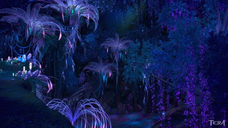 Glowing Plants in Forest — Purple