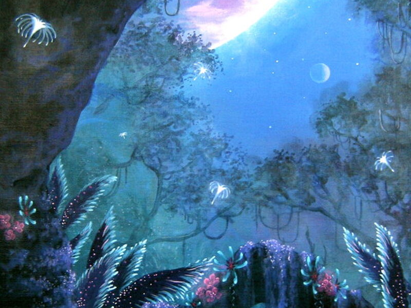 Glowing Plants in Forest