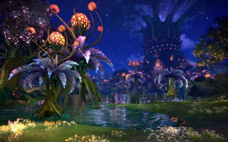 Glowing Plants in Swamp — Purple