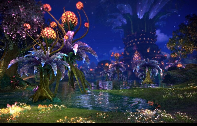 Glowing Plants in Swamp