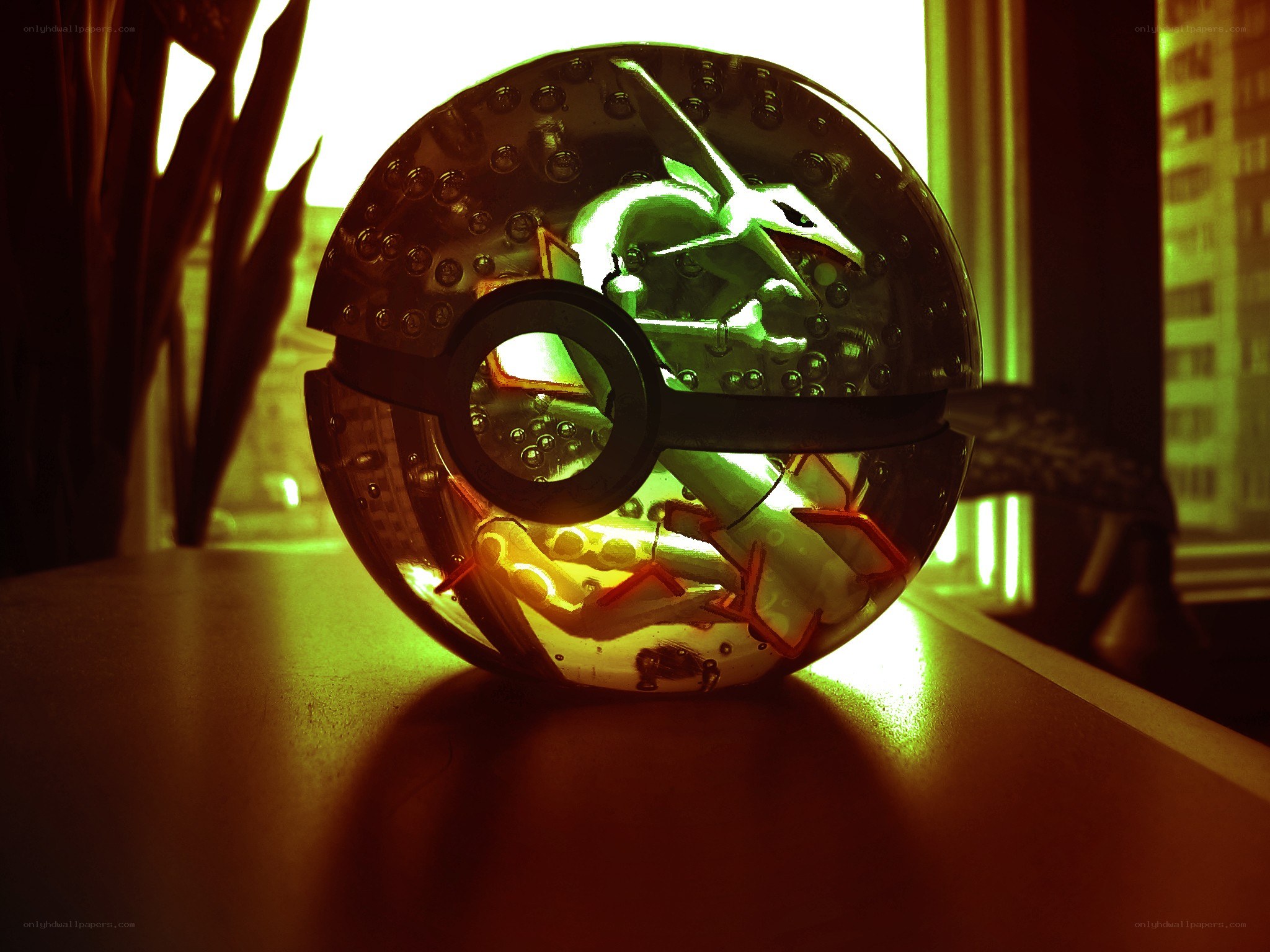glowing pokeball with dragon