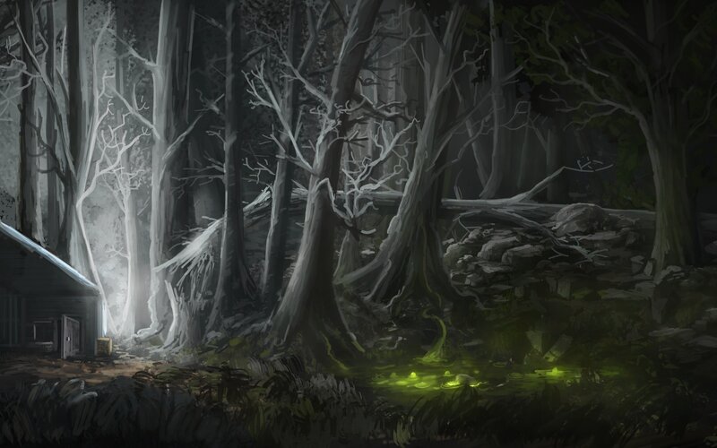 Glowing Pond in Forest