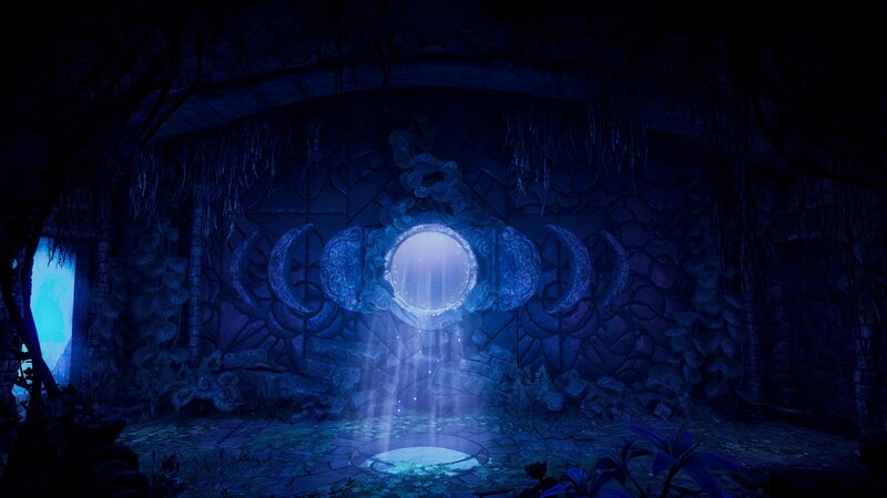Glowing Portal in Cave — Blue