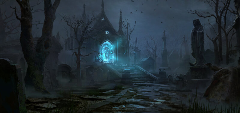 Glowing Portal in Cemetery